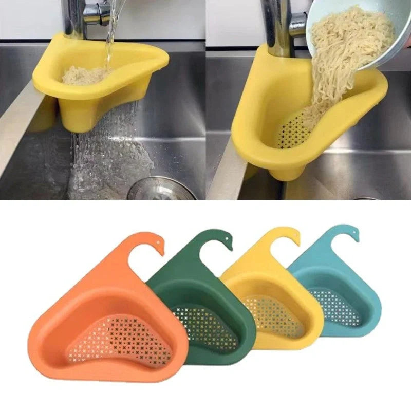 Swan-shaped kitchen sink hanging basket for drying fruits and vegetables