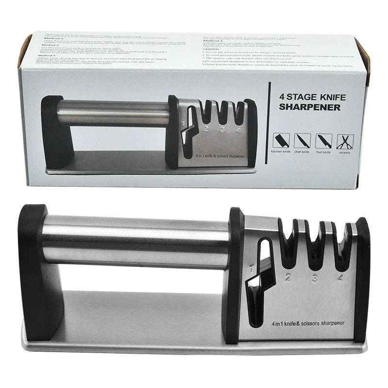 Stainless steel and ABS plastic fast knife sharpener in multiple colours