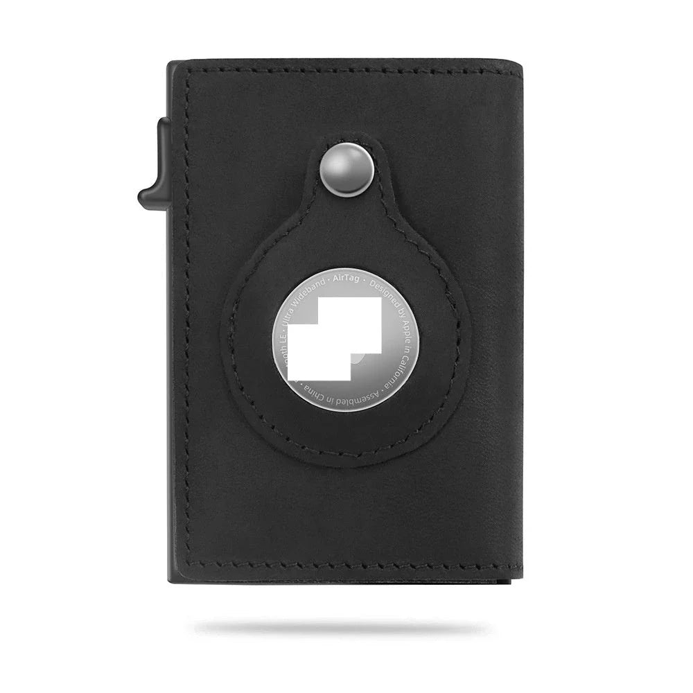 Sleek RFID-blocking wallet made of durable PU leather with multiple interior compartments and an AirTag pocket for secure everyday carry