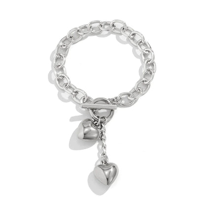 Elegant chain necklace and bracelet set with lustrous lock and key pendant for British ladies