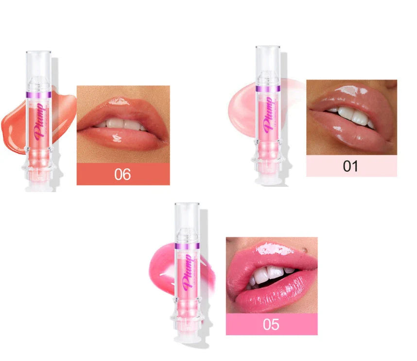 Glossy Luxury Lip Gloss in various shades with a mirror-like shine and hydrating formula
