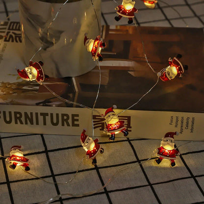 Festive LED string lights with Santa Claus and snowflakes for holiday decor
