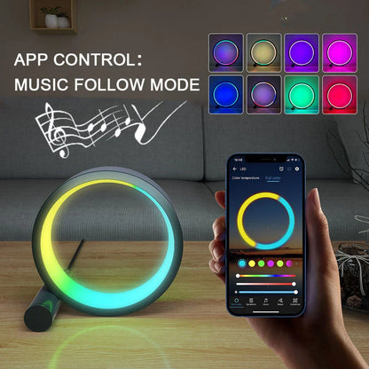 Customizable smart LED night light with music-syncing capabilities and a wide range of RGB color options for mood lighting