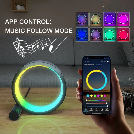 Customizable smart LED night light with music-syncing capabilities and a wide range of RGB color options for mood lighting