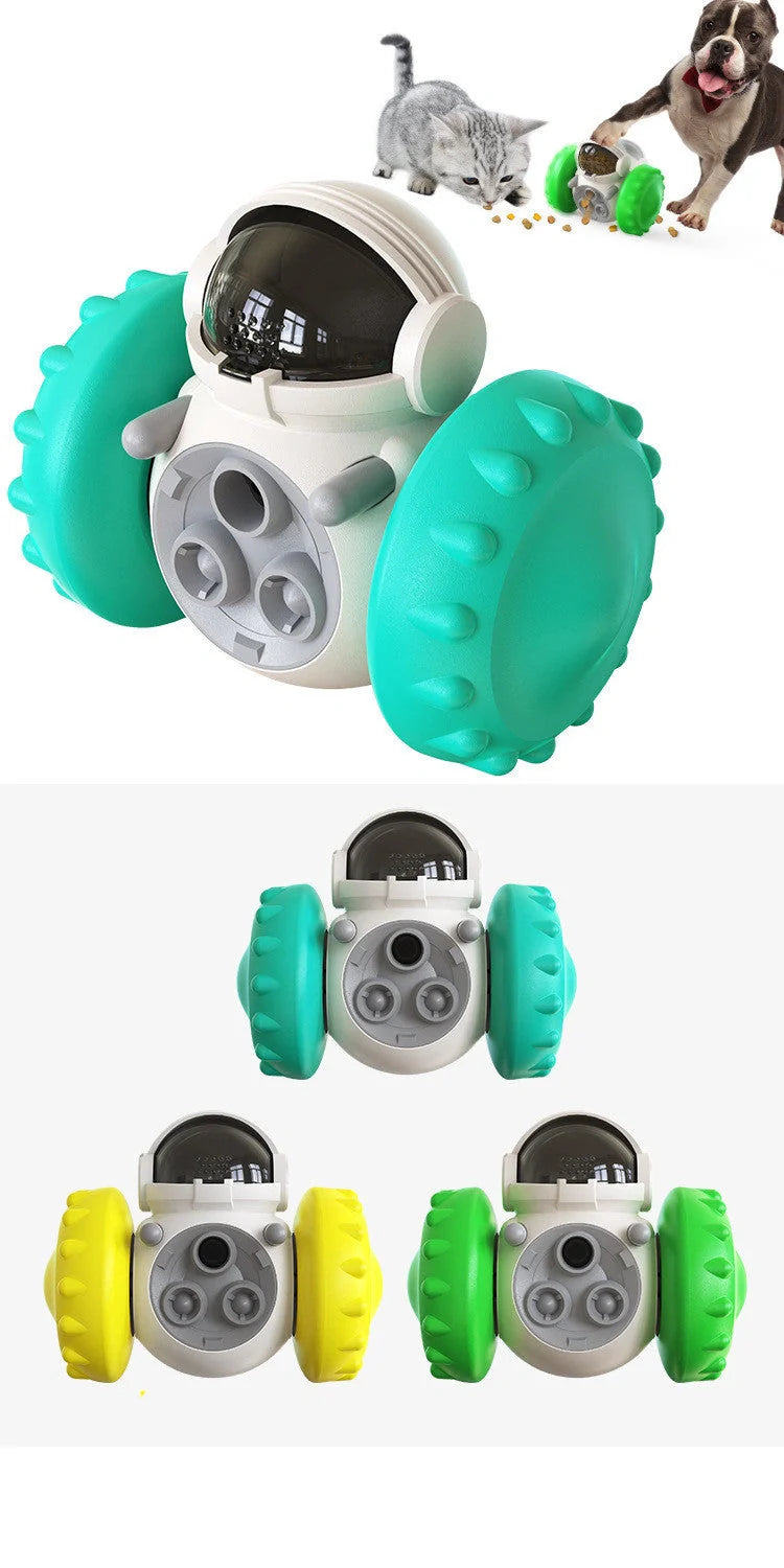 Tumbler Balance Car Dog Toy in vibrant colours, promoting pet intelligence through interactive play