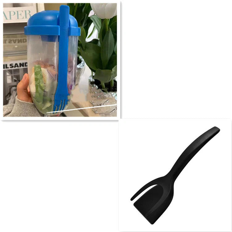 Bento food taper bowl set with fork and sauce cup lid in various colours