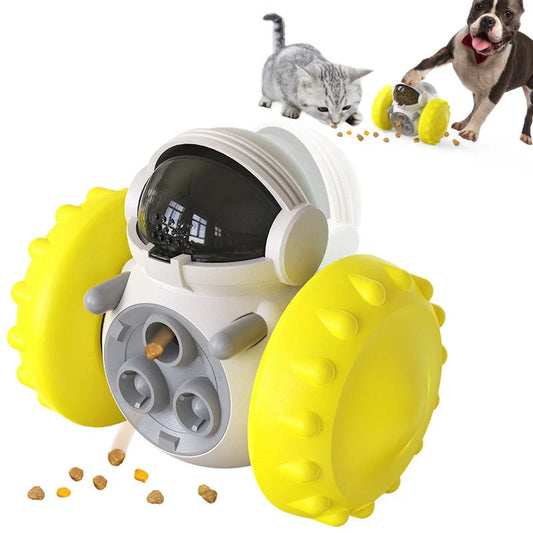 Tumbler Balance Car Dog Toy in vibrant colours, promoting pet intelligence through interactive play