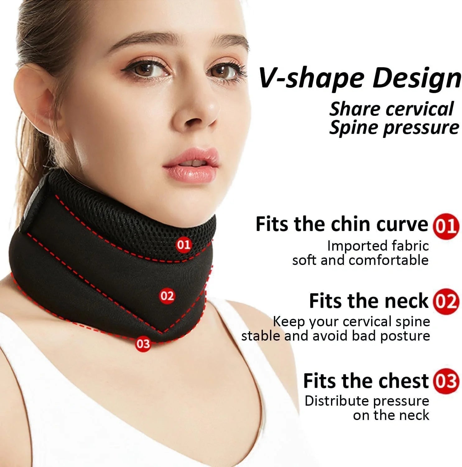 Adjustable foam cervical collar for neck pain relief and spinal support