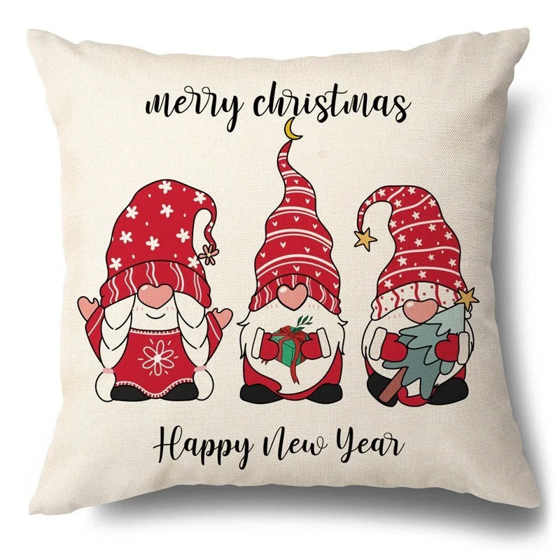 Christmas Hugging Pillowcase Flax Elk Design Sofa Cushion Cover with festive pattern