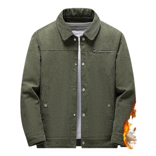 Retro corduroy winter jacket in various colors and sizes, featuring a classic lapel design and warm, cosy fabric.