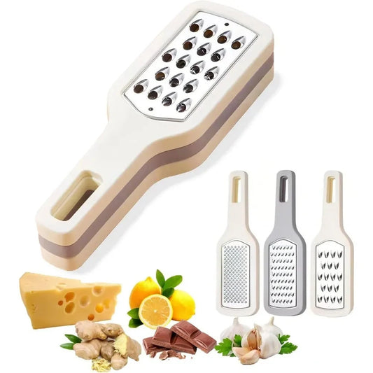 3-in-1 stainless steel kitchen grater with non-slip handle