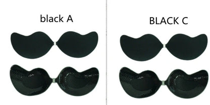 Lala Goddess Mango Cup deep V invisible bra in black and flesh colors