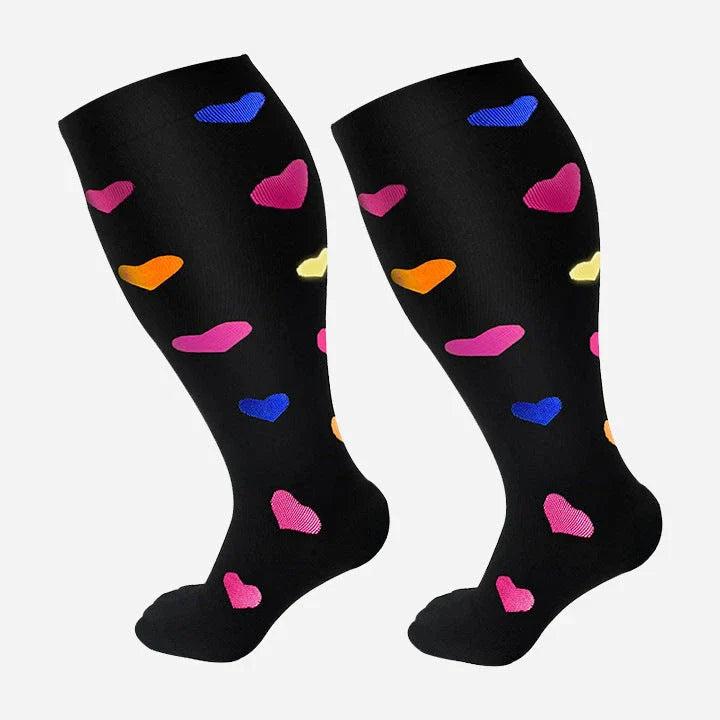 Plus-sized compression socks with bamboo fiber blend for breathability and comfort