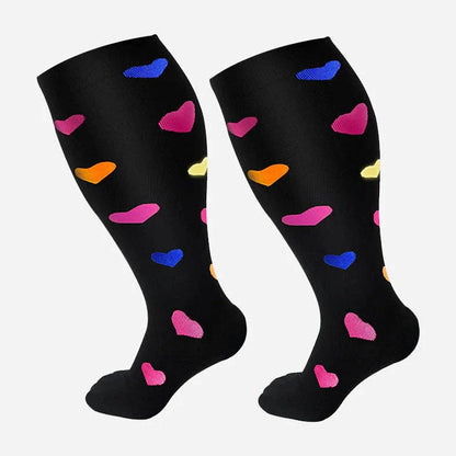 Plus-sized compression socks with bamboo fiber blend for breathability and comfort