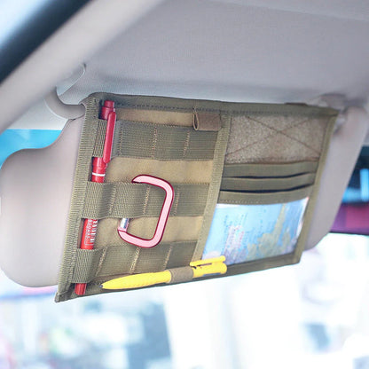 Tactical Visor Organiser with MOLLE-compatible design, made of durable 800D nylon for UK drivers