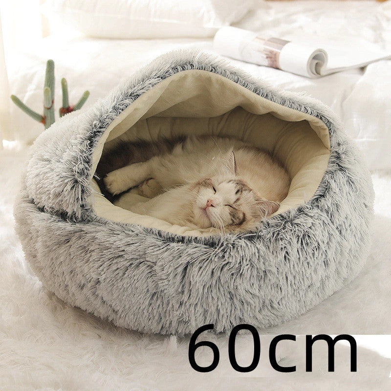 Cozy and comfortable 2-in-1 pet bed for cats and dogs, featuring plush, warm, and soft materials