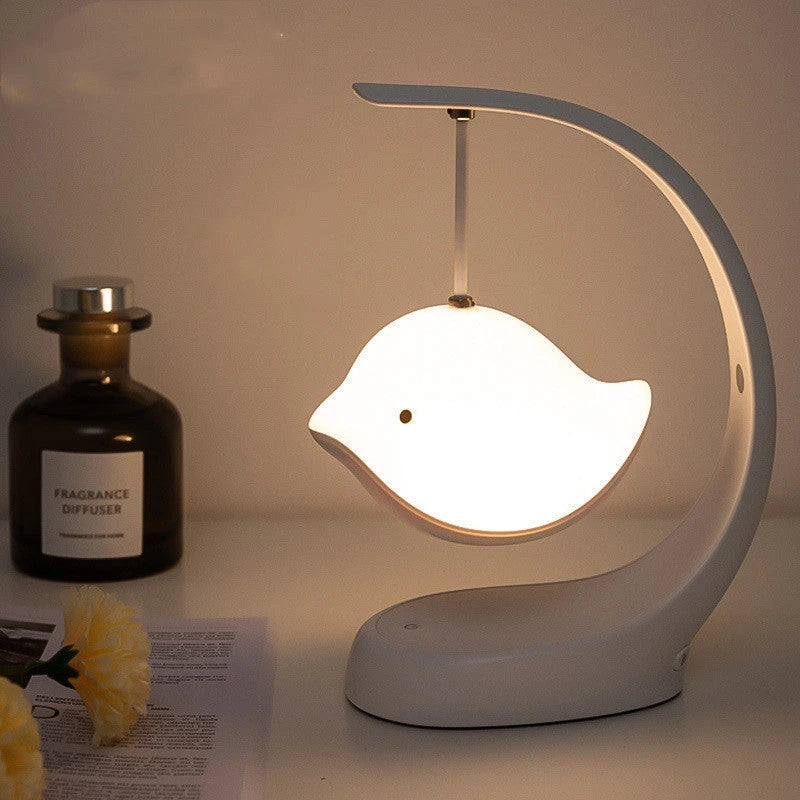 Soothing Bedside Lamp: Multi-Color Dimmable LED Bird Night Light with Stepless Dimming and USB Charging