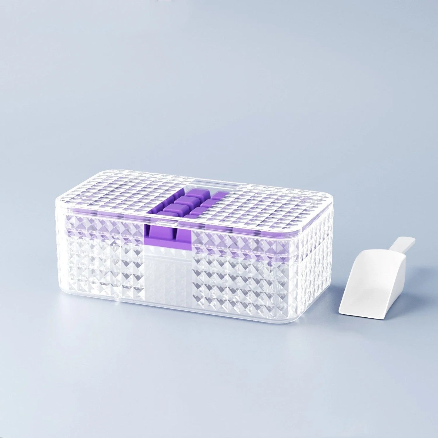 Large silicone square ice mold with lid for easy ice cube removal
