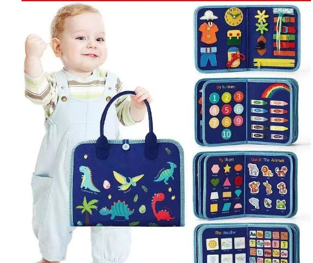 Children's felt busy board for dressing and buttoning skills development