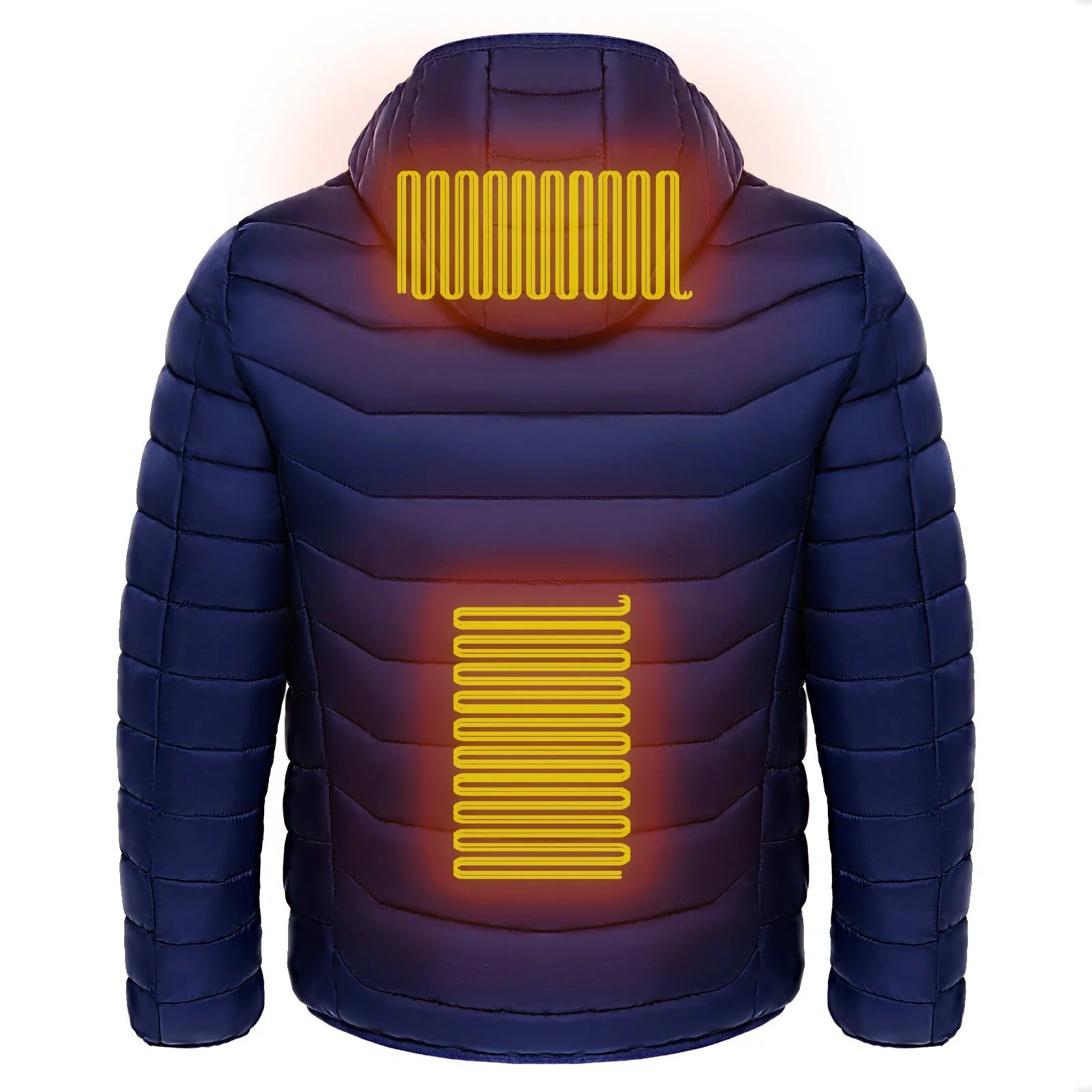 Men's electric heated puffer jacket for skiing with insulated hood