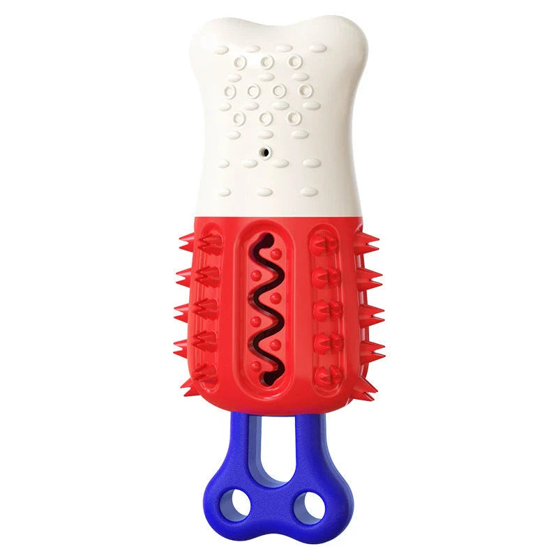 Cooling chew toy in popsicle shape, designed to keep pets refreshed and clean their teeth