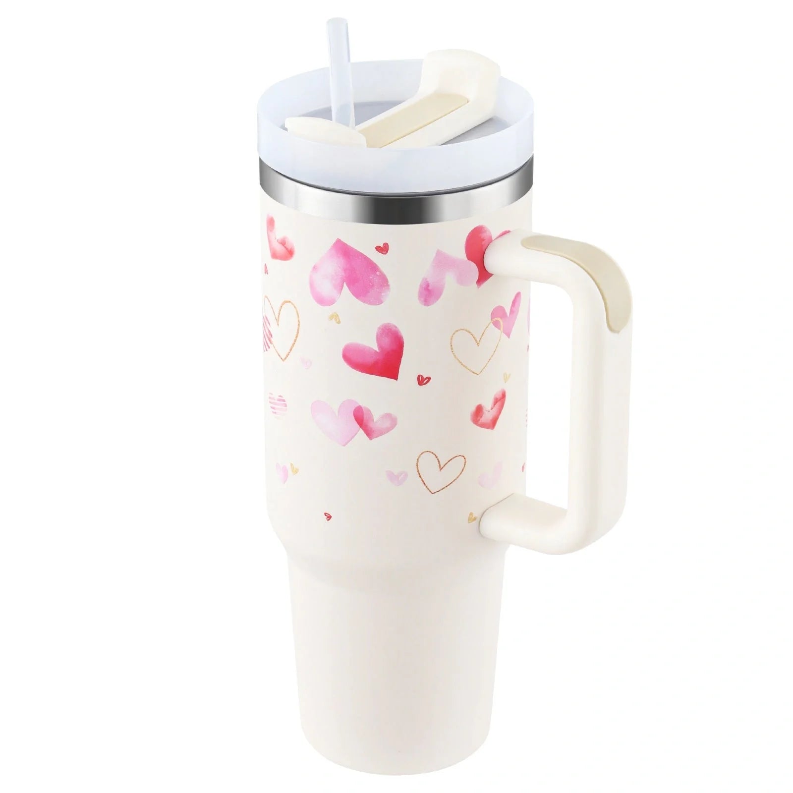 40oz stainless steel coffee mug with handle and straw, BPA-free, various colours available