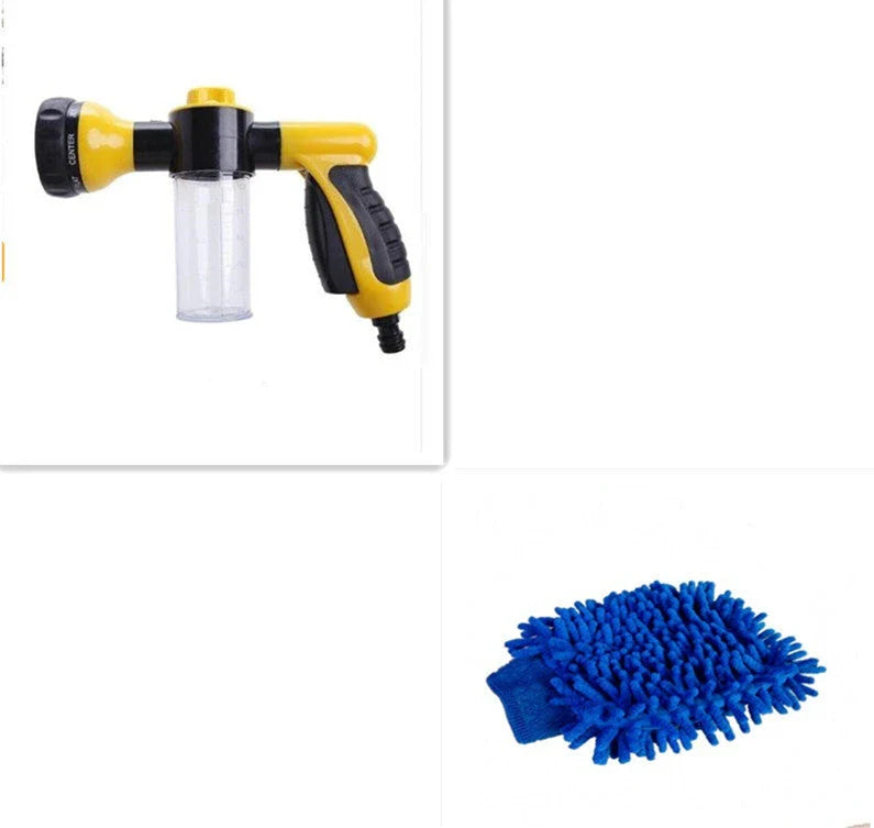 A premium high-pressure automotive foam sprayer with adjustable 8-in-1 spray settings for efficient car washing, garden maintenance, and household cleaning