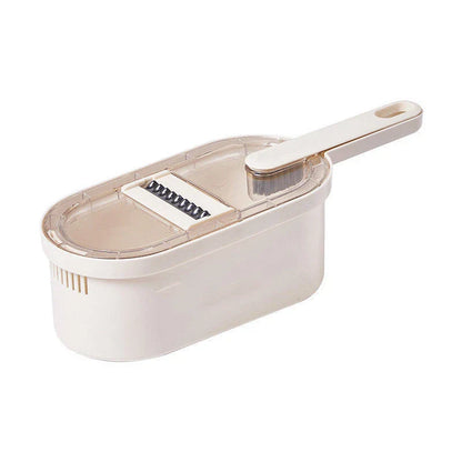 Versatile vegetable chopper with various blades, basket, and cleaning brush - efficient tool for slicing, dicing, shredding, and more
