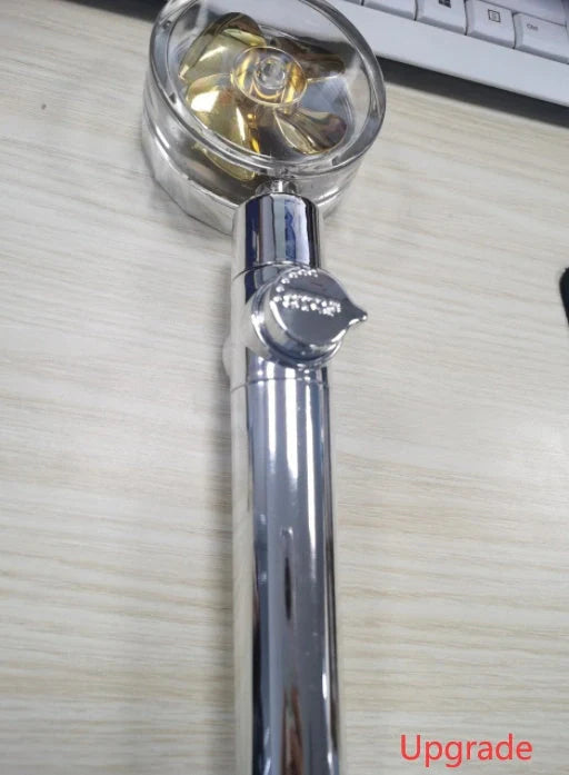 Turbo Propeller Shower Head in various colours with 360-degree fan extension