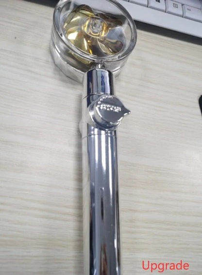 Turbo Propeller Shower Head in various colours with 360-degree fan extension