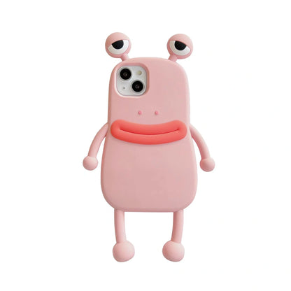 3D Cartoon Kawaii Silicone Phone Case for iPhone with cute frog design