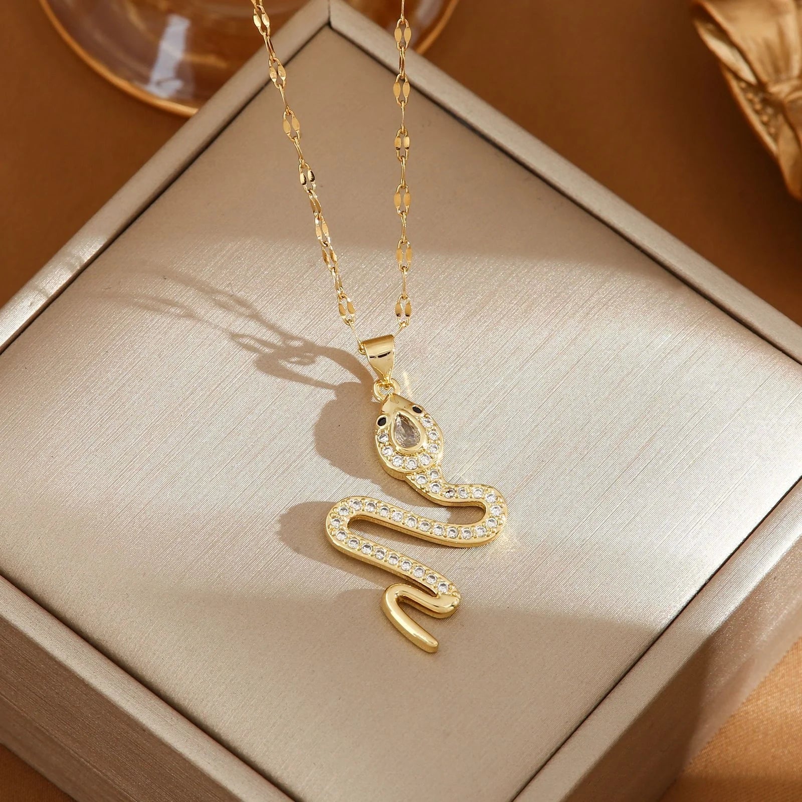 Elegant rhinestone snake necklace for women, perfect for winter fashion