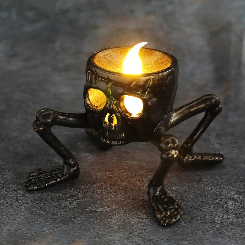 Skull-shaped Halloween lantern with a spooky, atmospheric glow for festive decor