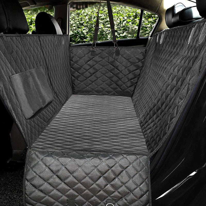 Waterproof dog car seat cover with view mesh and anti-skid surface