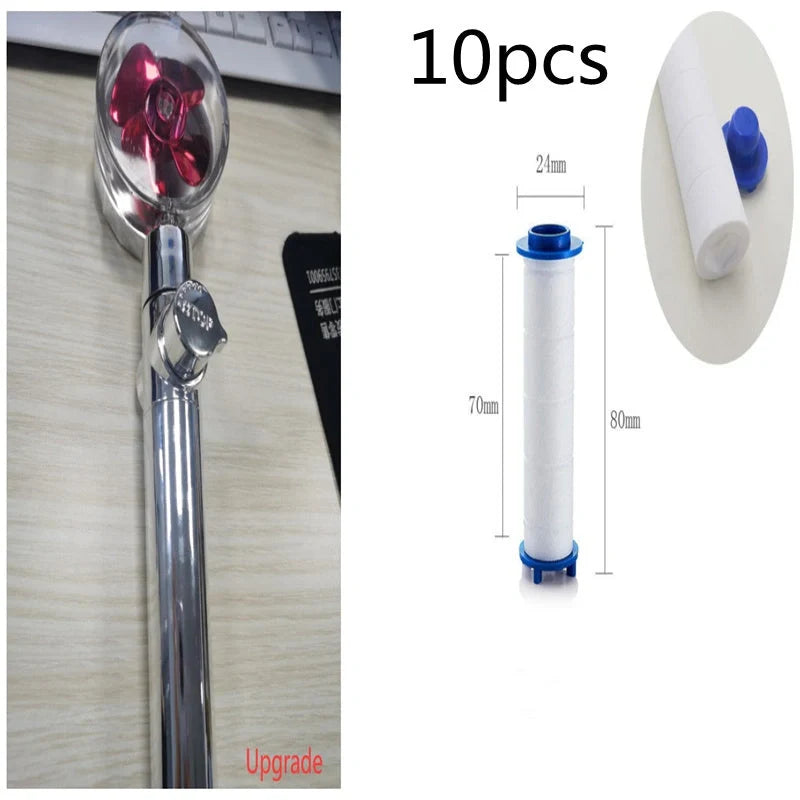 Turbo Propeller Shower Head in various colours with 360-degree fan extension