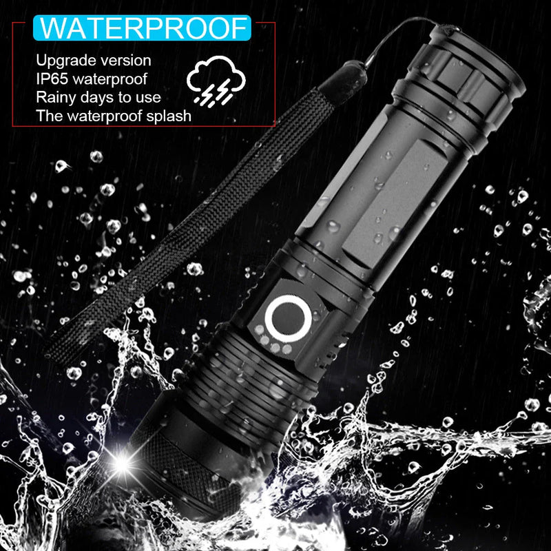 GiftHome UK Robust and Waterproof USB Rechargeable Zoom Flashlight