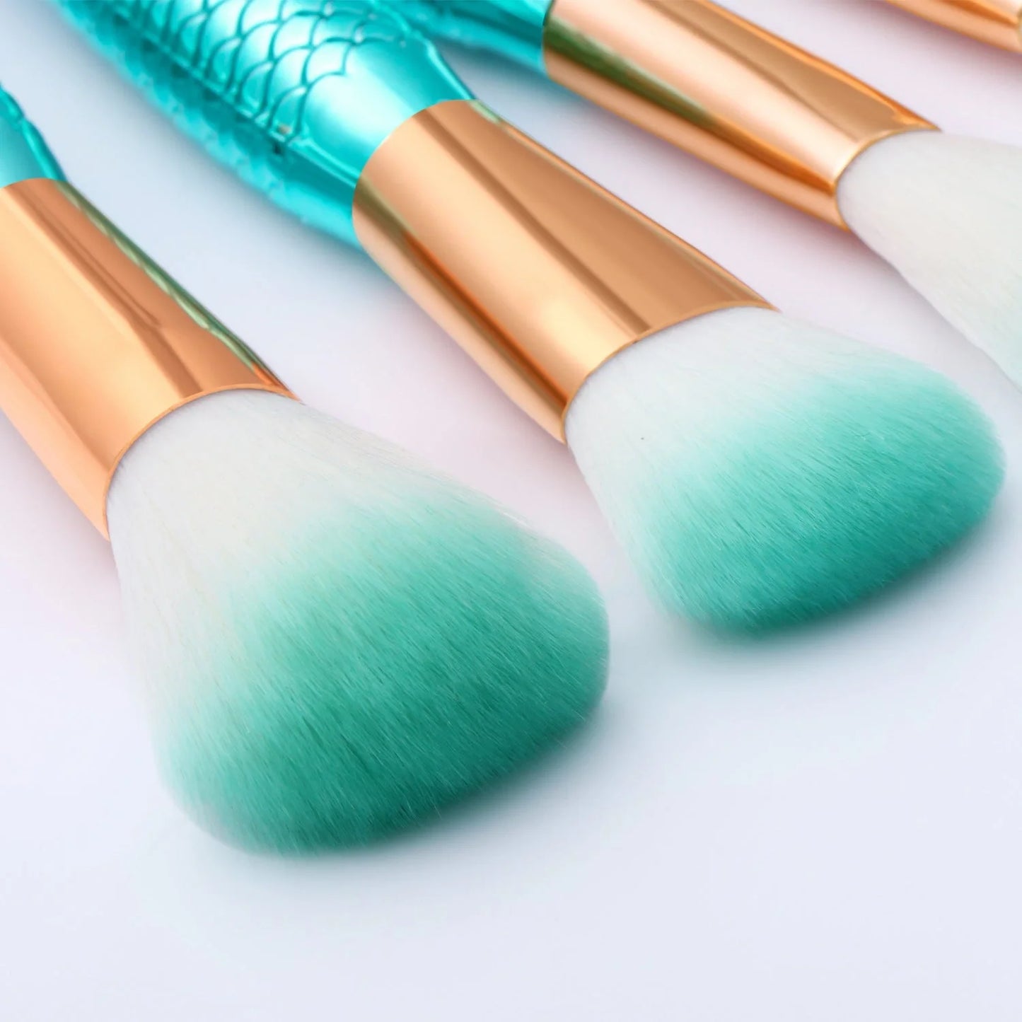 11-piece mermaid themed makeup brush set with synthetic fibres for flawless application