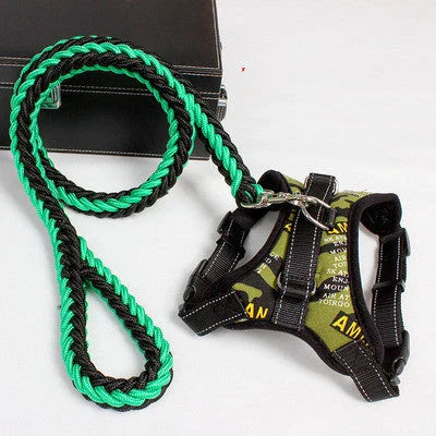 Premium padded dog harness with reflective trim, suitable for medium to large dogs