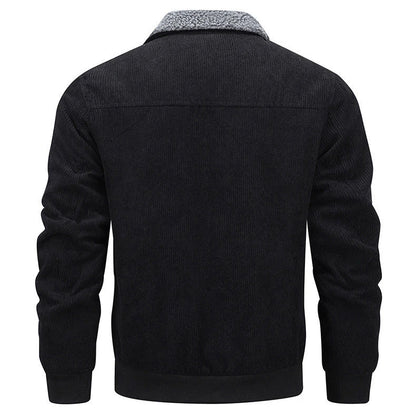 Men's fleece jacket with a lapel design, pockets, and available in multiple colors
