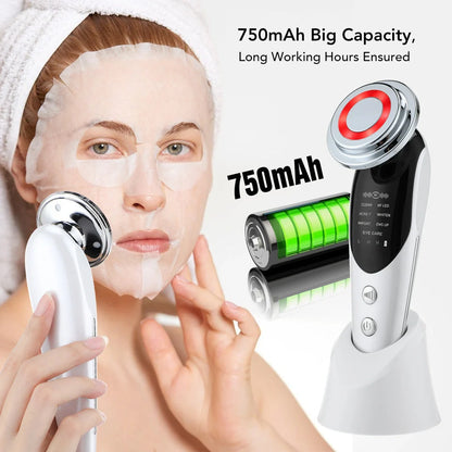 7-in-1 Facial Massager with EMS micro-current and LED light therapy for skin rejuvenation