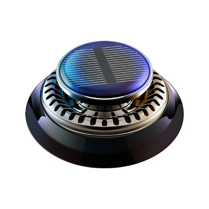 Solar-powered kinetic car air freshener with double ring rotation