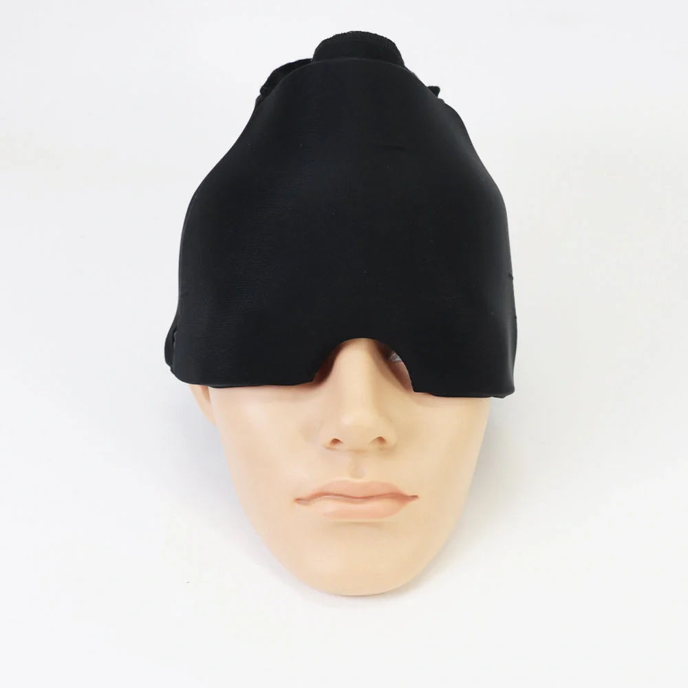 Cold Therapy Migraine Relief Hat with elastic compression for 360° coverage