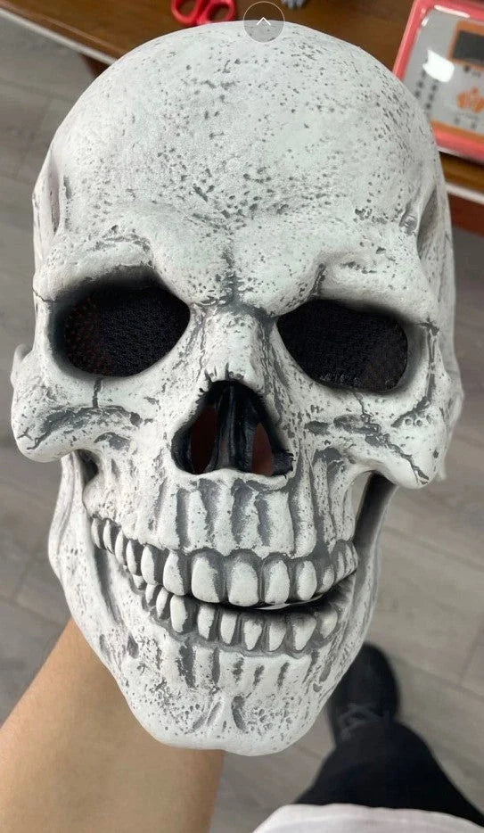 Creepy skeletal horror mask with movable jaw - perfect for Halloween costume and cosplay