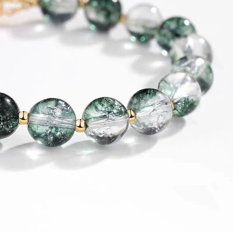 Small Design Crystal Bracelet with Green Ghost Beads, elegant and durable women's accessory