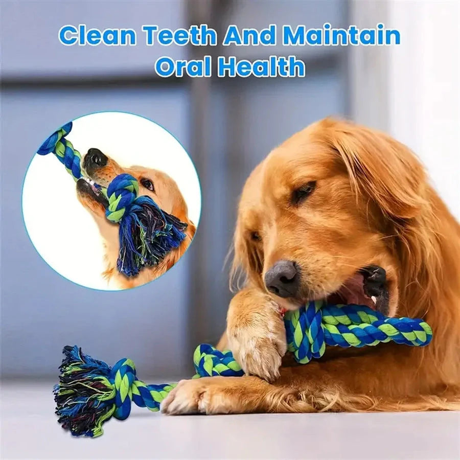 Durable rope knot dog toys for large breeds, promoting dental health and fun play