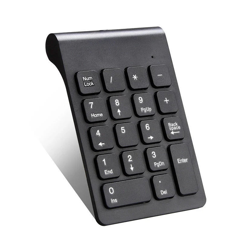 Wireless numerical keypad with ergonomic design, responsive buttons, and stable 2.4GHz connection for seamless productivity
