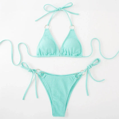 Women's bandage style bikini set with side tie detail in various colours