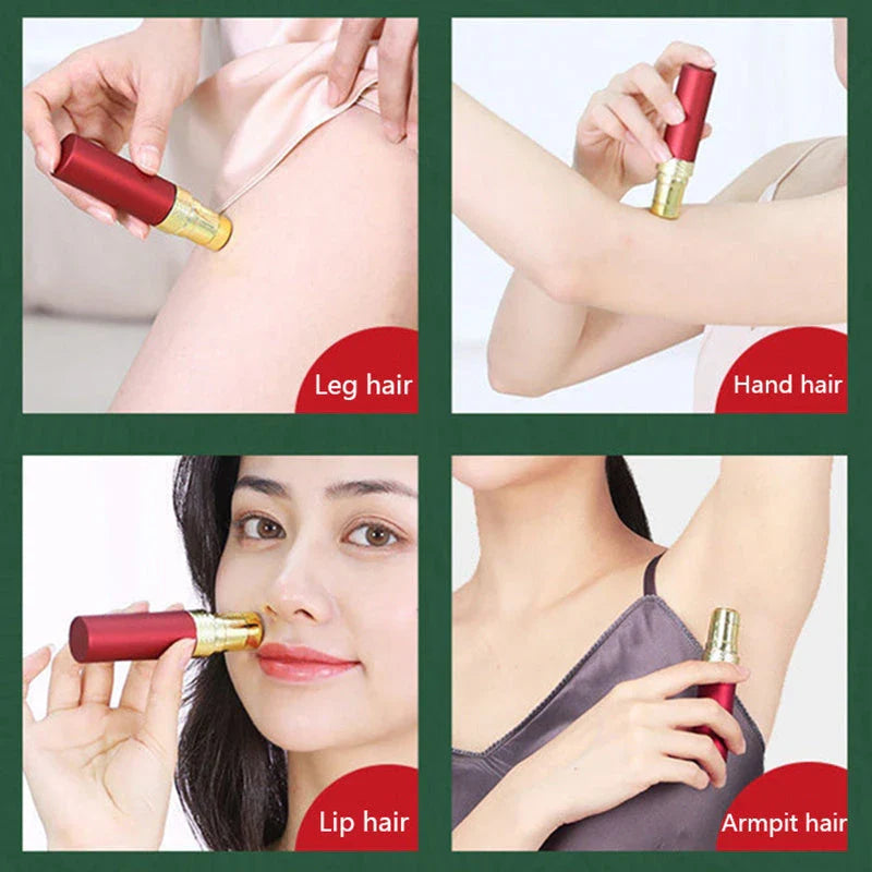 Lipstick-shaped hair remover with 3D floating blades for intimate hair removal