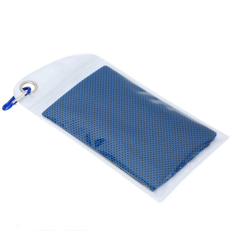 Mountaineering Cooling Towel in various vibrant colours, designed for outdoor activities and heat relief