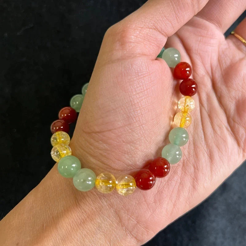 Elegant 8mm yellow beaded glass bracelet, unisex fashion jewellery